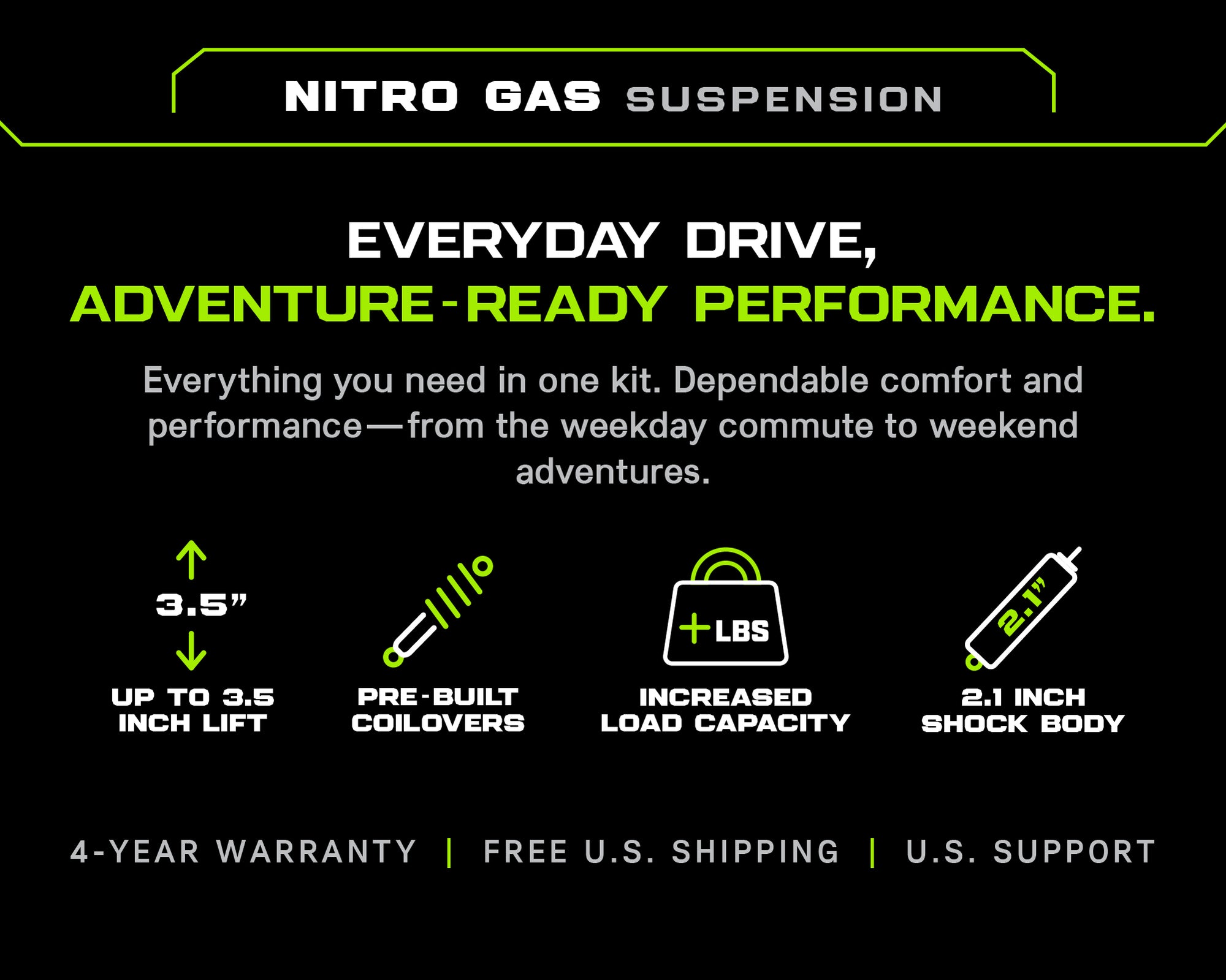 2" Nitro Gas Suspension Lift Kit for Toyota Land Cruiser 100 Series (1998-2007)