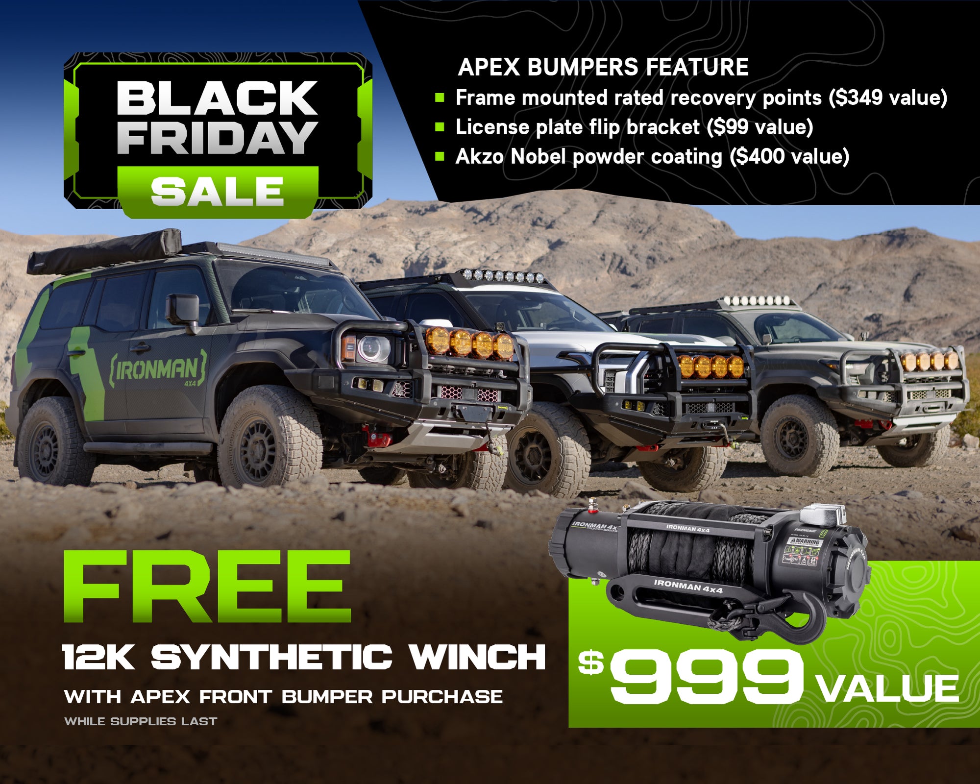 Apex Triple Hoop Front Bumper for Toyota Tacoma (2024+)